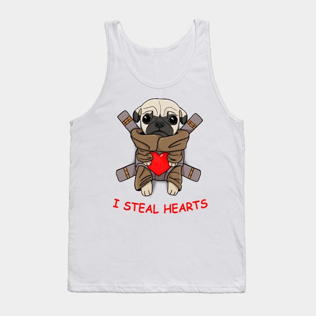 Valentines Day gift baby Pug dog I Steal Hearts Pug Lover T-Shirt Tank Top by nayakiiro